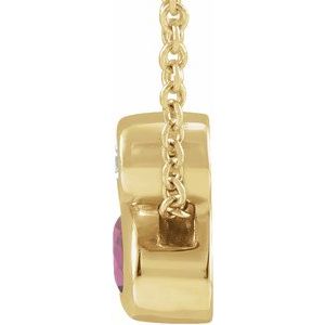 14K Yellow Gold 5x3 mm Oval Natural Pink Tourmaline & .03 CT Natural Diamond 16-18" Necklace