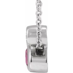 Platinum 5x3 mm Oval Natural Pink Tourmaline & .03 CT Natural Diamond 16-18" Necklace