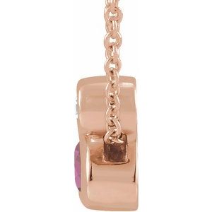14K Rose Gold 5x3 mm Oval Natural Pink Tourmaline & .03 CT Natural Diamond 16-18" Necklace
