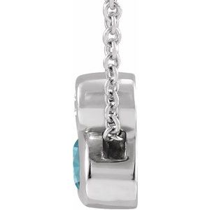 Platinum 5x3 mm Oval Natural Blue Zircon & .03 CT Natural Diamond 16-18" Necklace