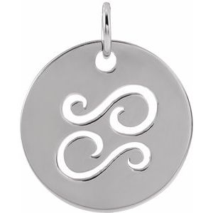 Platinum 16.5 mm Cancer Zodiac Disc Charm/Pendant