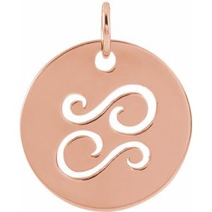14K Rose Gold 16.5 mm Cancer Zodiac Disc Charm/Pendant