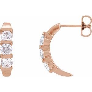 14K Rose Gold 9/10 CTW Natural Diamond J-Hoop Earrings