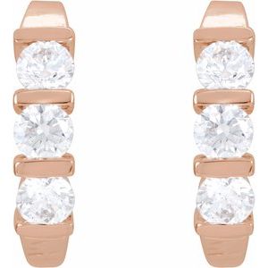 14K Rose Gold 1 1/2 CTW Natural Diamond J-Hoop Earrings – image 2