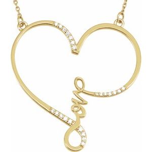 14K Yellow Gold 1/8 CTW Natural Diamond Infinity-Inspired Love Heart 18" Necklace