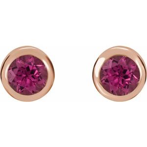 14K Rose Gold Natural Pink Tourmaline Bezel-Set Earrings – image 2