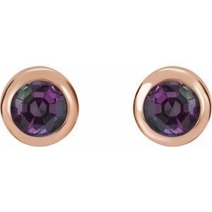 14K Rose Gold Lab-Grown Alexandrite Bezel-Set Earrings – image 2