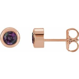 14K Rose Gold Lab-Grown Alexandrite Bezel-Set Earrings