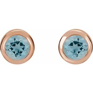 14K Rose Gold Natural Aquamarine Bezel-Set Earrings – image 2