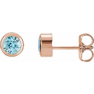 14K Rose Gold Natural Aquamarine Bezel-Set Earrings