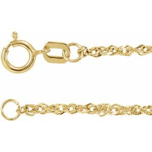 14K Yellow 1.7 mm Diamond-Cut Singapore 18" Chain