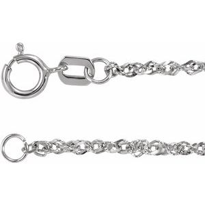 14K White 1.7 mm Diamond-Cut Singapore 16" Chain