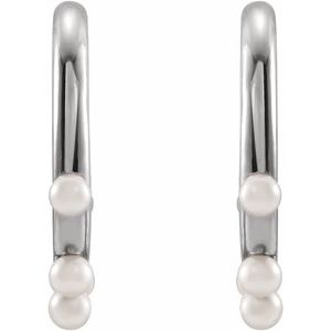 Sterling Silver Cultured Seed Pearl Hoop Earrings