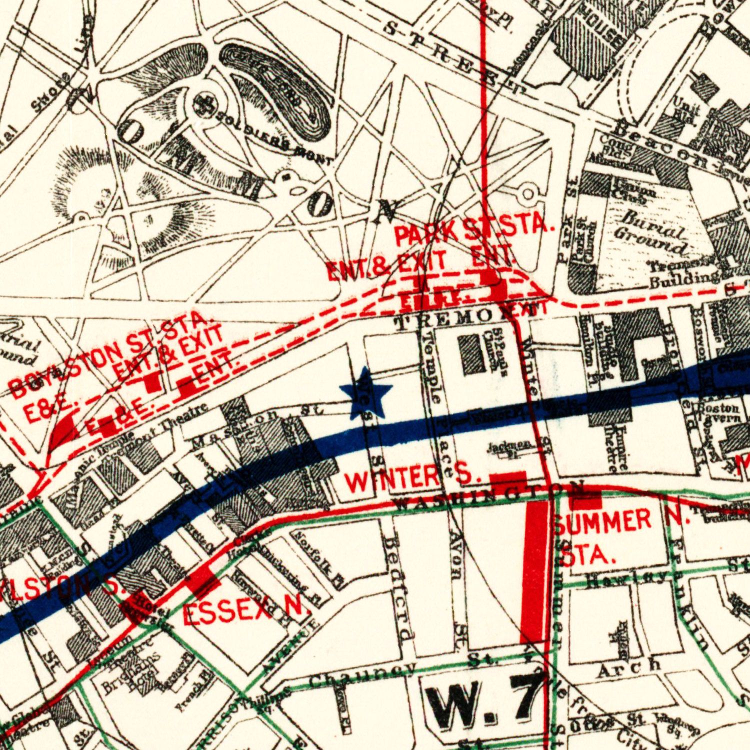 Vintage Map of Boston, Massachusetts 1914