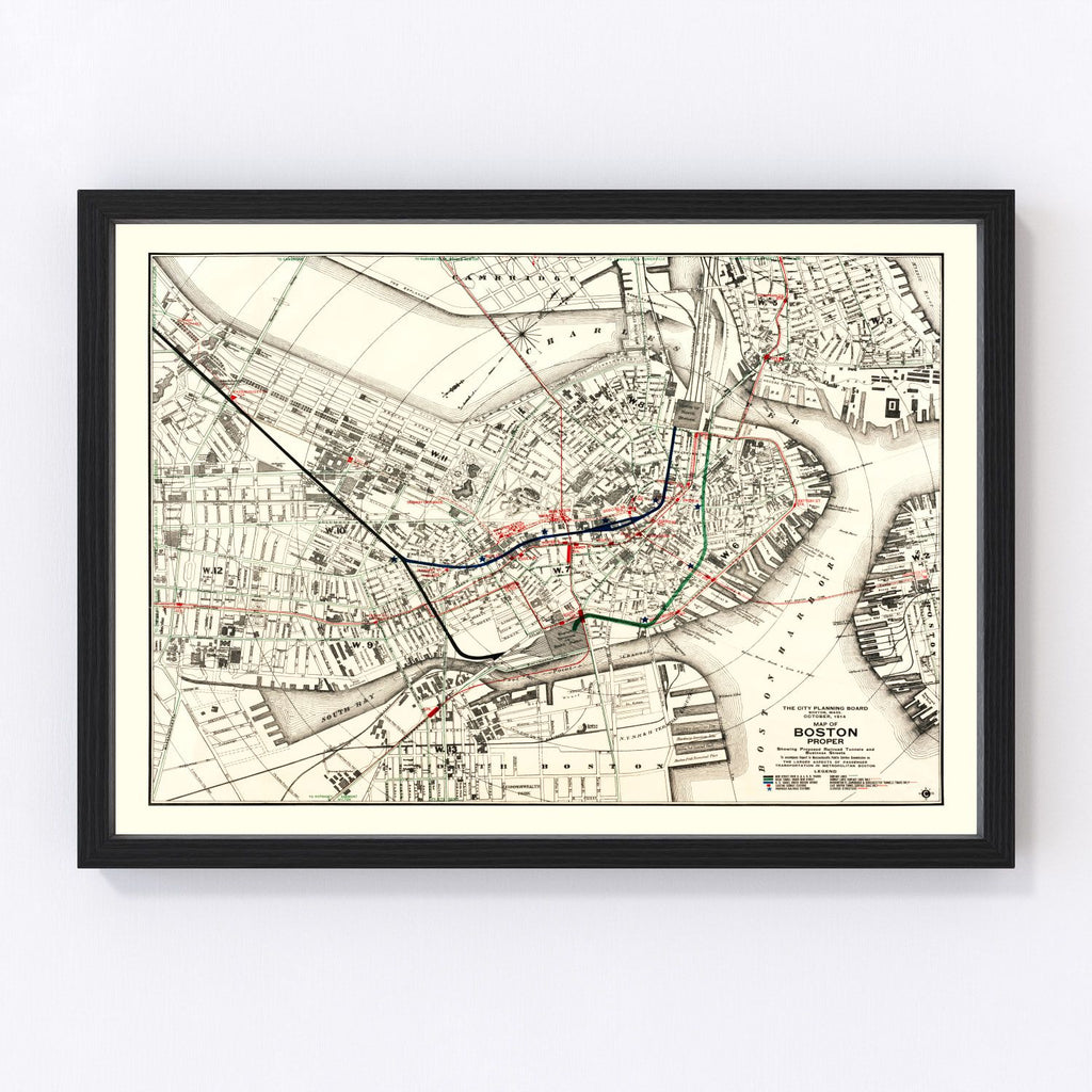 Vintage Map of Boston, Massachusetts 1914
