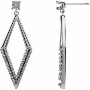 Platinum 3 mm Round Accented Geometric Earring Mounting