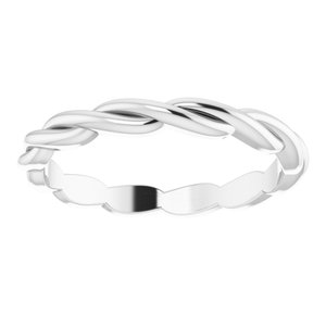 18K White Woven-Design Band Size 7