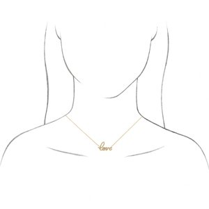 14K Yellow Gold 1/6 CTW Natural Diamond Love 16" Necklace