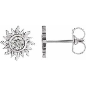 Sterling Silver .04 CTW Natural Diamond Sun Earrings