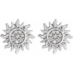 Platinum .04 CTW Natural Diamond Sun Earrings – image 2