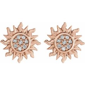 14K Rose Gold .04 CTW Natural Diamond Sun Earrings – image 2