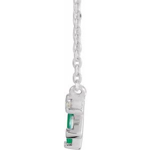 Platinum Natural Emerald & 1/5 CTW Natural Diamond Bar 18" Necklace