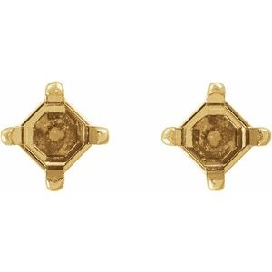 14K Yellow Gold 3x3 mm Square 4-Prong Stud Earring Mounting – image 2