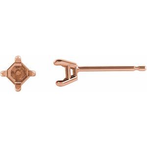 14K Rose Gold 3.5 mm Square Stud Earring Mounting