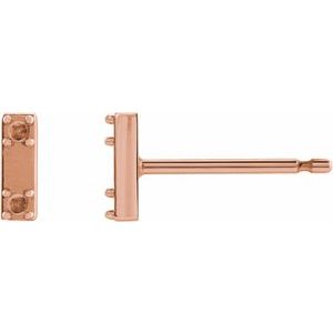 14K Rose Gold 1.2 mm Round Two-Stone Bar Earring Mounting