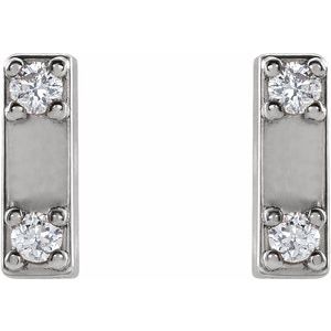 Sterling Silver .03 CTW Natural Diamond Two-Stone Bar Earrings – image 2