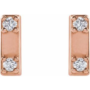 14K Rose Gold .03 CTW Natural Diamond Two-Stone Bar Earrings – image 2