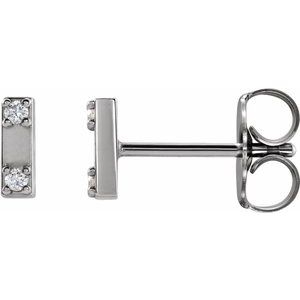 14K White Gold .03 CTW Natural Diamond Two-Stone Bar Earrings
