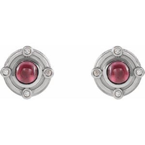 14K White Gold Natural Rhodolite Garnet & .03 CTW Natural Diamond Earrings – image 2
