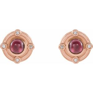 14K Rose Gold Natural Rhodolite Garnet & .03 CTW Natural Diamond Earrings – image 2