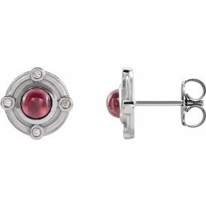 14K White Gold Natural Rhodolite Garnet & .03 CTW Natural Diamond Earrings