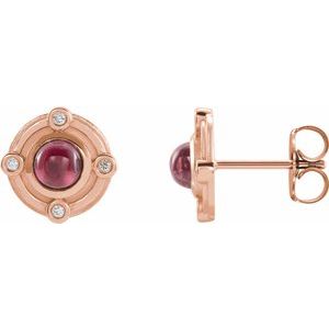 14K Rose Gold Natural Rhodolite Garnet & .03 CTW Natural Diamond Earrings