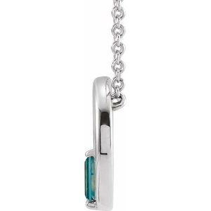 Sterling Silver Natural London Blue Topaz Circle 16-18" Necklace