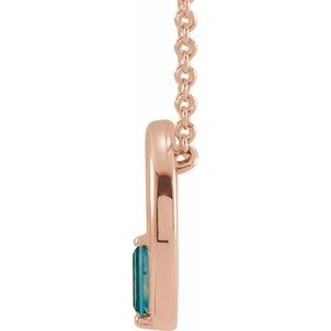 14K Rose Gold Natural London Blue Topaz Circle 16-18" Necklace