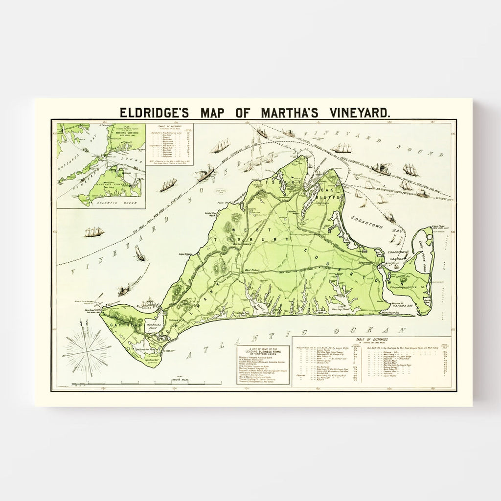 Vintage Map of Martha's Vineyard, 1913
