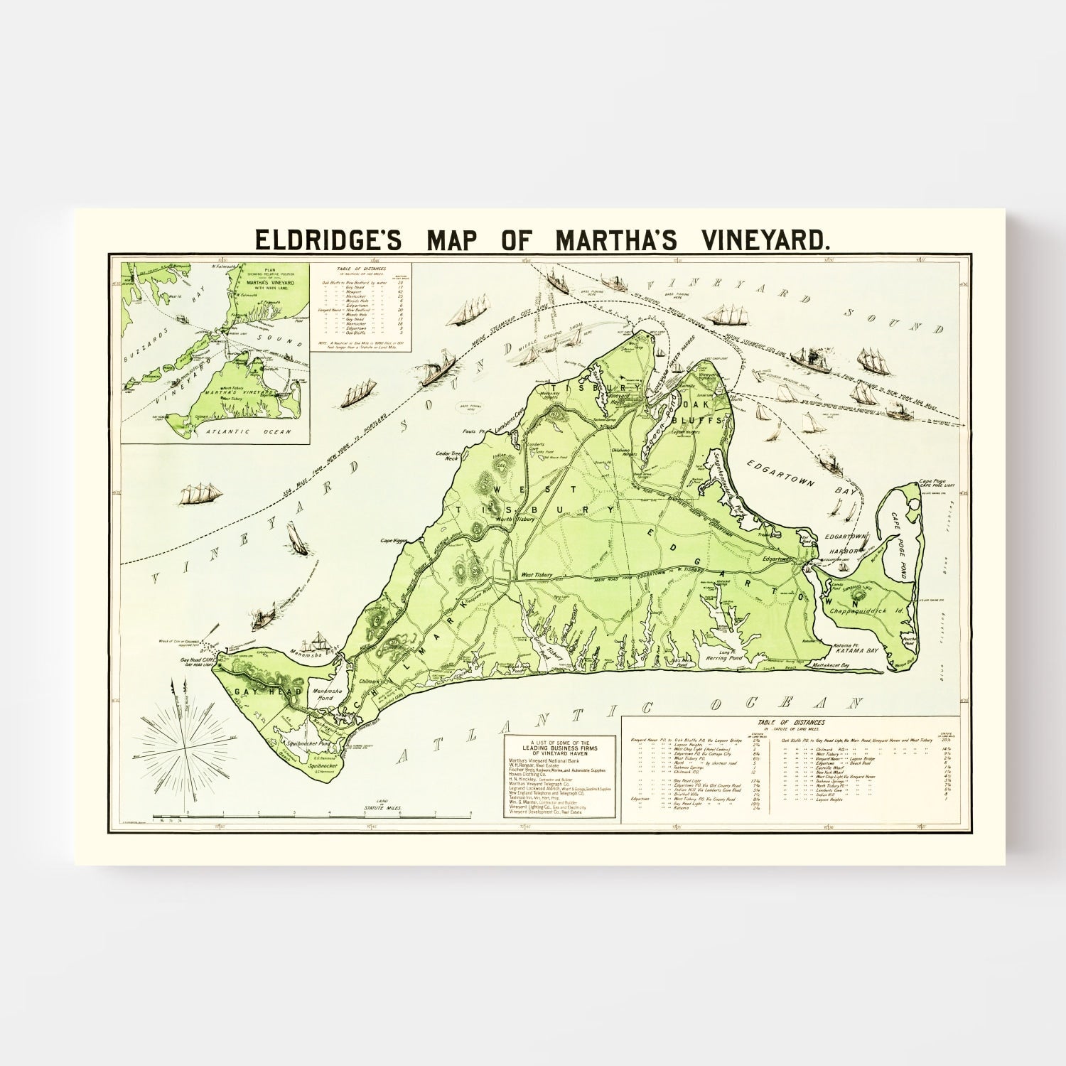 Vintage Map of Martha's Vineyard, 1913