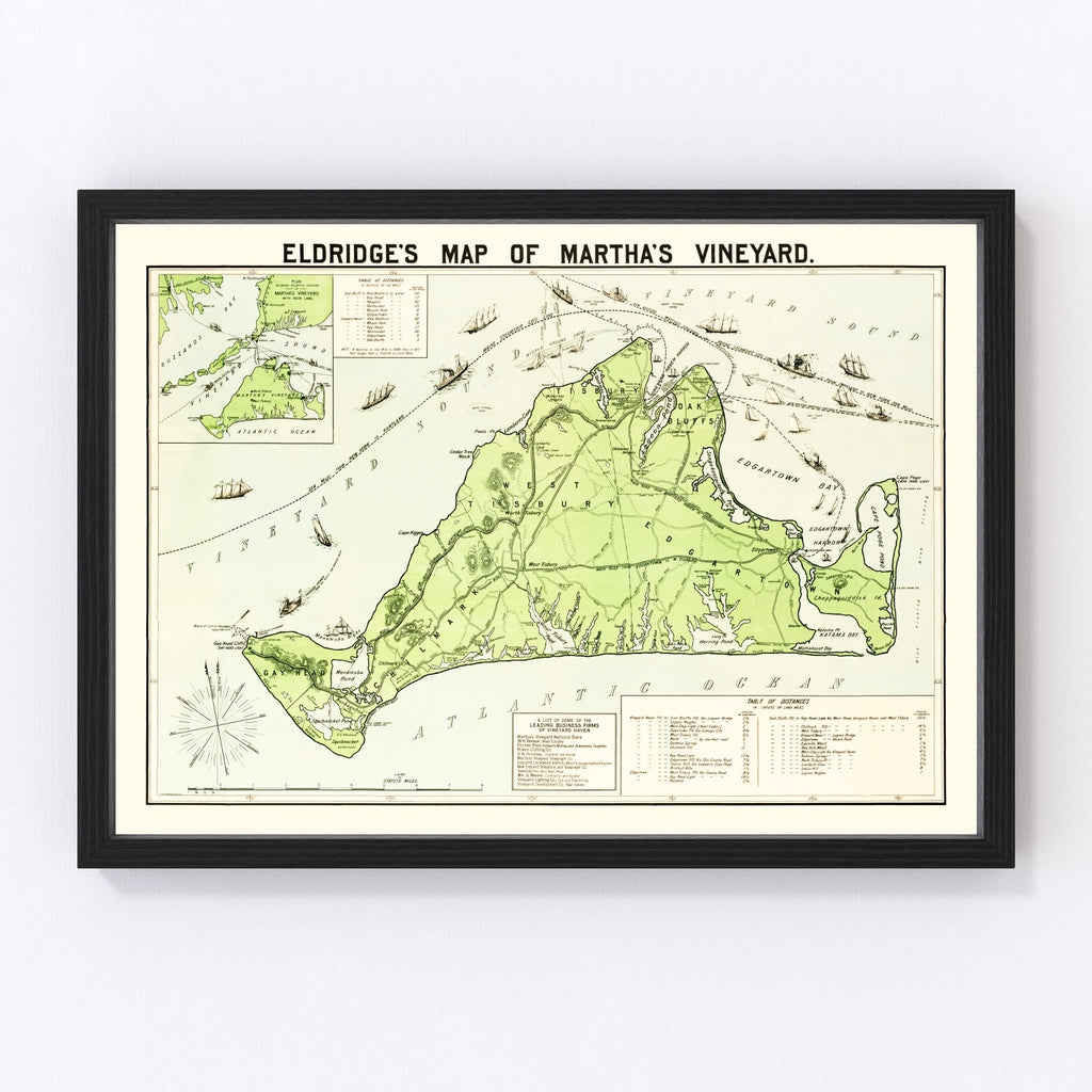 Vintage Map of Martha's Vineyard, 1913