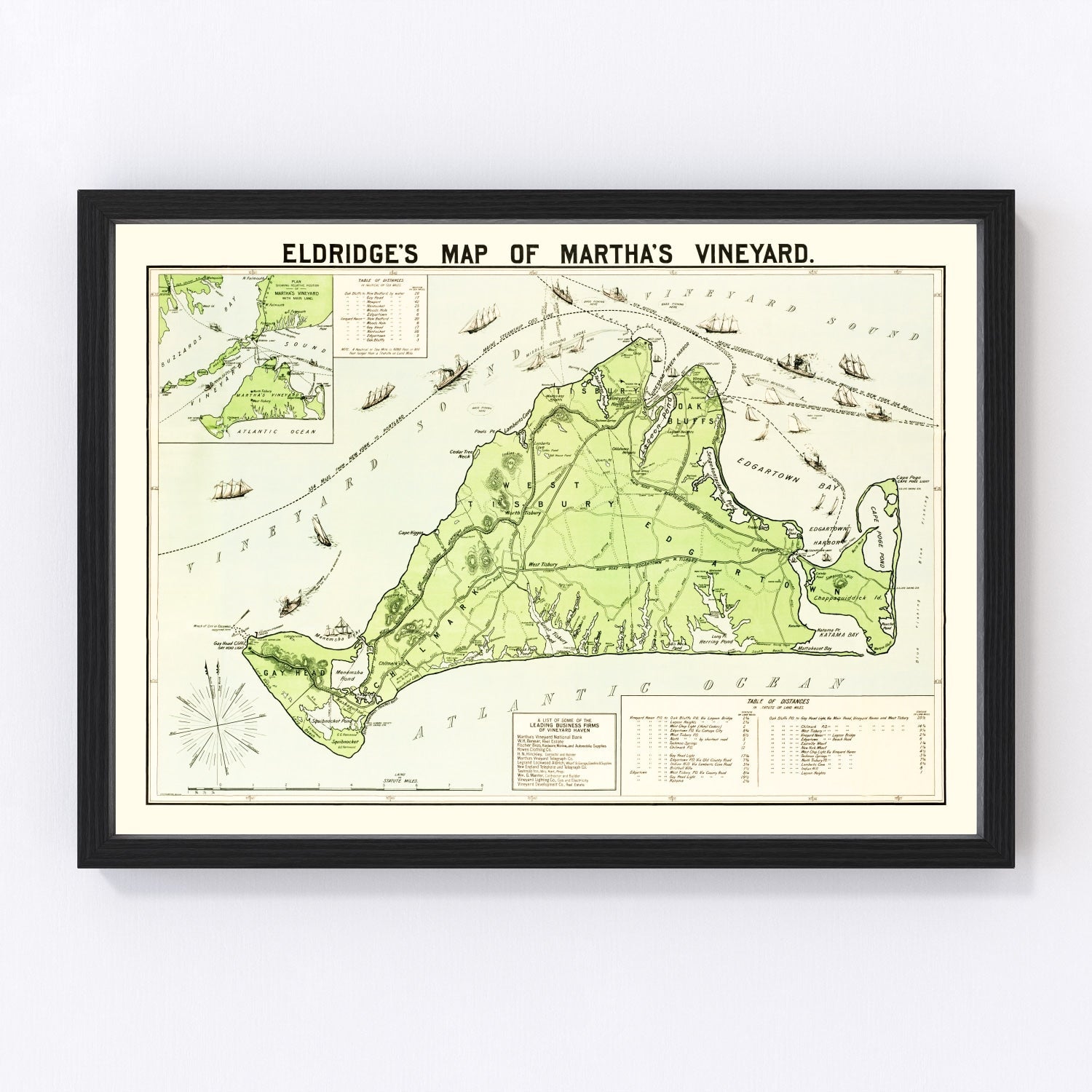 Vintage Map of Martha's Vineyard, 1913