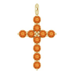 14K Yellow Gold Natural Citrine Cross Pendant