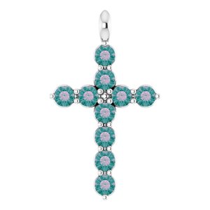 14K White Gold Lab-Grown Alexandrite Cross Pendant