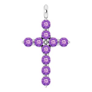 Platinum Natural Amethyst Cross Pendant