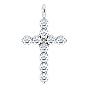 Platinum Natural White Sapphire Cross Pendant