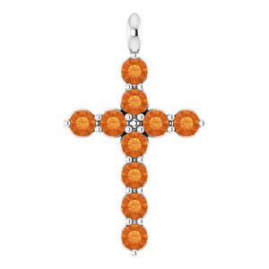 Platinum Natural Citrine Cross Pendant