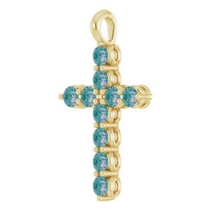 14K Yellow Gold Lab-Grown Alexandrite Cross Pendant