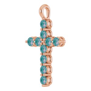 14K Rose Gold Natural Alexandrite Cross Pendant