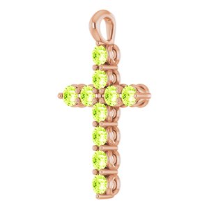 14K Rose Gold Natural Peridot Cross Pendant
